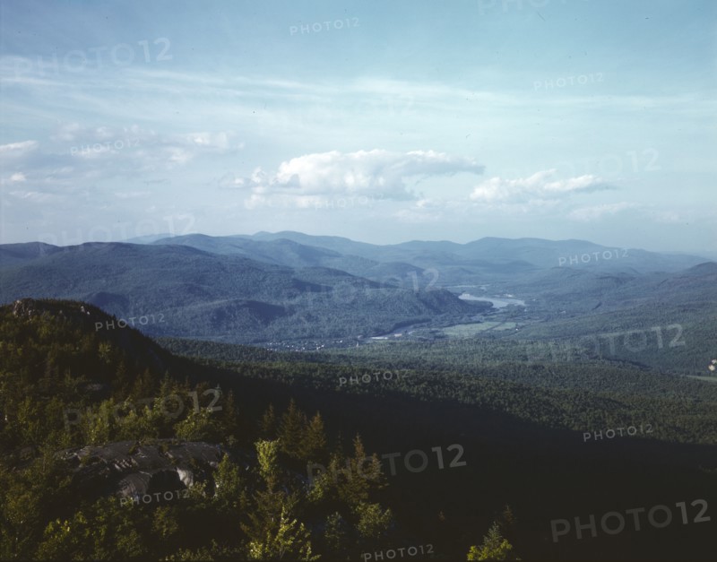 A view looking northeast from the fire tower manned...Pine Mountain, Gorham vicinity, N.H., 1943. Creator: John Collier.