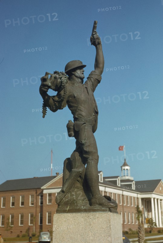 Marine statue at Parris Island, S.C. Statue called "Iron Mike" by recruits. , 1942. Creator: Alfred T Palmer.