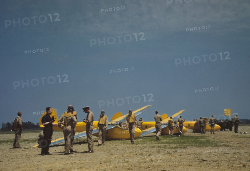 Preparing for take-off at the glider pilot training program, Page Field, Parris Island, S.C., 1942. Creator: Alfred T Palmer.