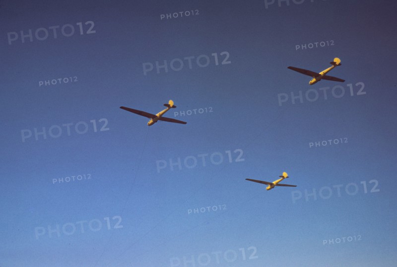 Marine Corps gliders in flight out of Parris Island, S.C., 1942. Creator: Alfred T Palmer.