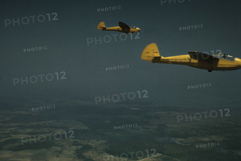 Marine Corps gliders being towed from Page Field, Parris Island, S.C., 1942. Creator: Alfred T Palmer.