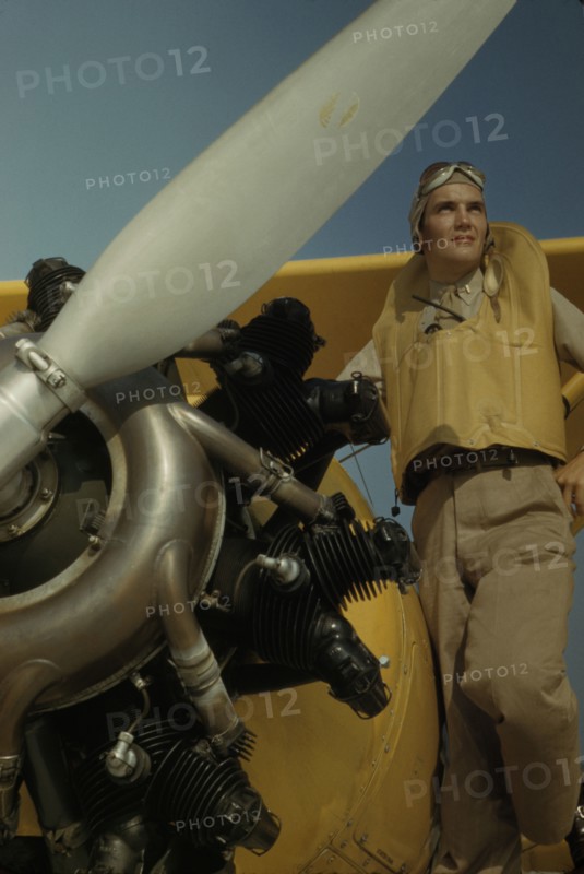 Marine lieutenant, pilot with the power towplane...Page Field, Parris Island, S.C., 1942. Creator: Alfred T Palmer.