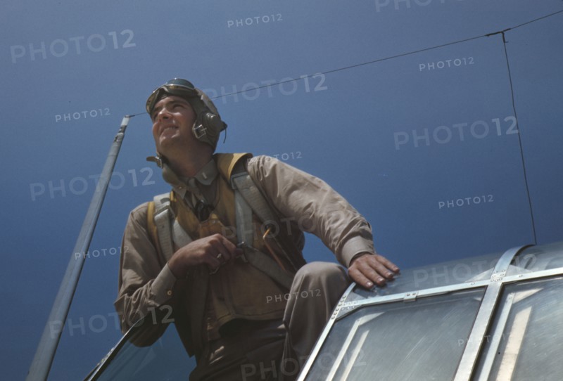 Marine Corps lieutenant studying glider piloting at Page Field, Parris Island, S.C., 1942. Creator: Alfred T Palmer.