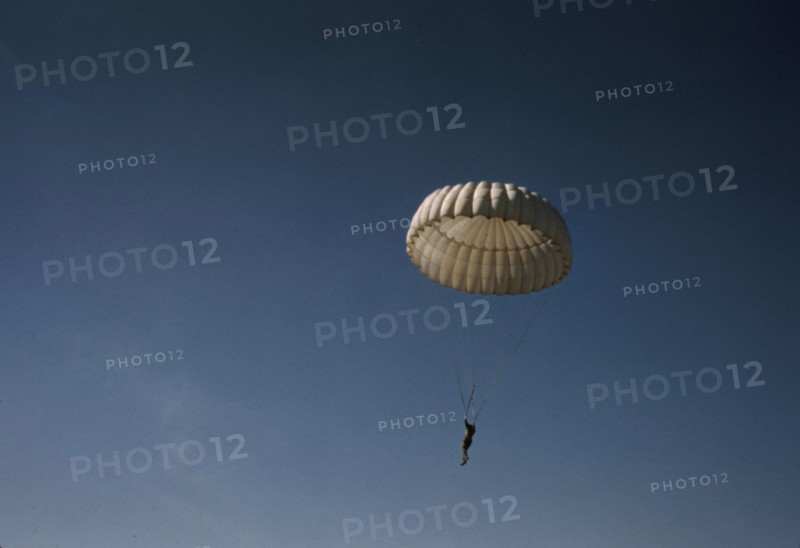 Marine parachuting at Parris Island, S.C., 1942. Creator: Alfred T Palmer.