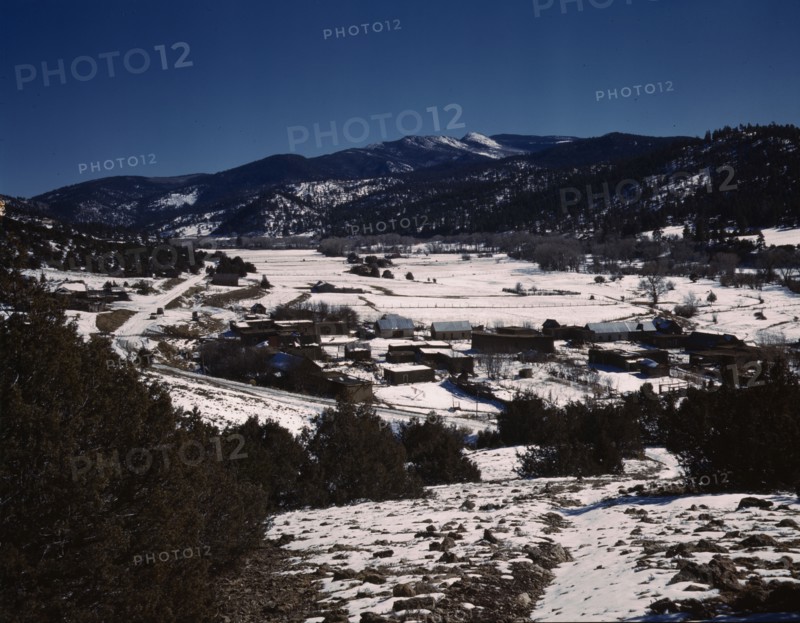 Placita, New Mexico, on the Rio Pueblo, 1943. Creator: John Collier.