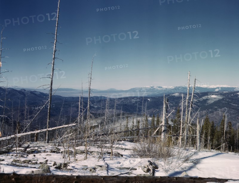 Looking north from the Sangre de Cristo Mountains above Penasco, New Mexico, 1943. Creator: John Collier.