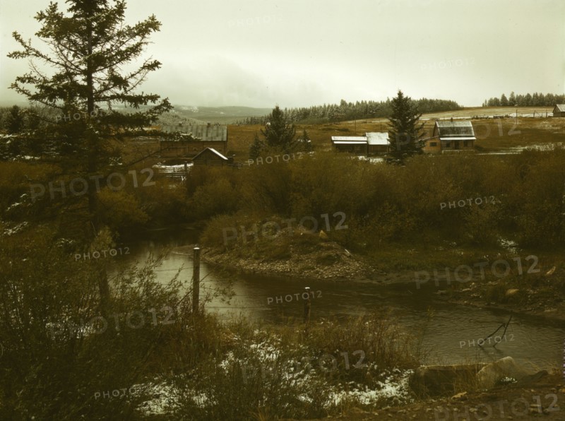First snow of the season in the foothills of the Little Belt Mount..., Meagher County, Montana, 1942 Creator: Russell Lee.