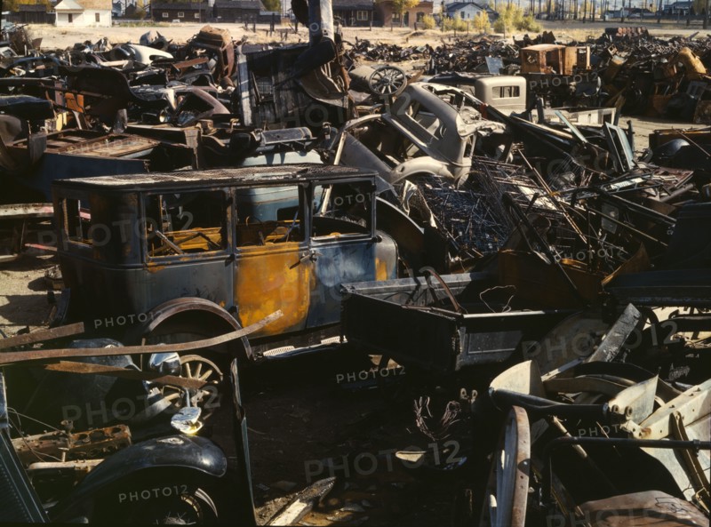 Scrap and salvage depot, Butte, Mont., 1942. Creator: Russell Lee.