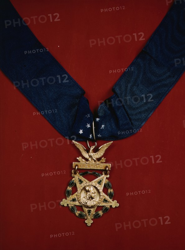 U.S. Army Medal of Honor with neck band, between 1941 and 1945. Creator: Unknown.