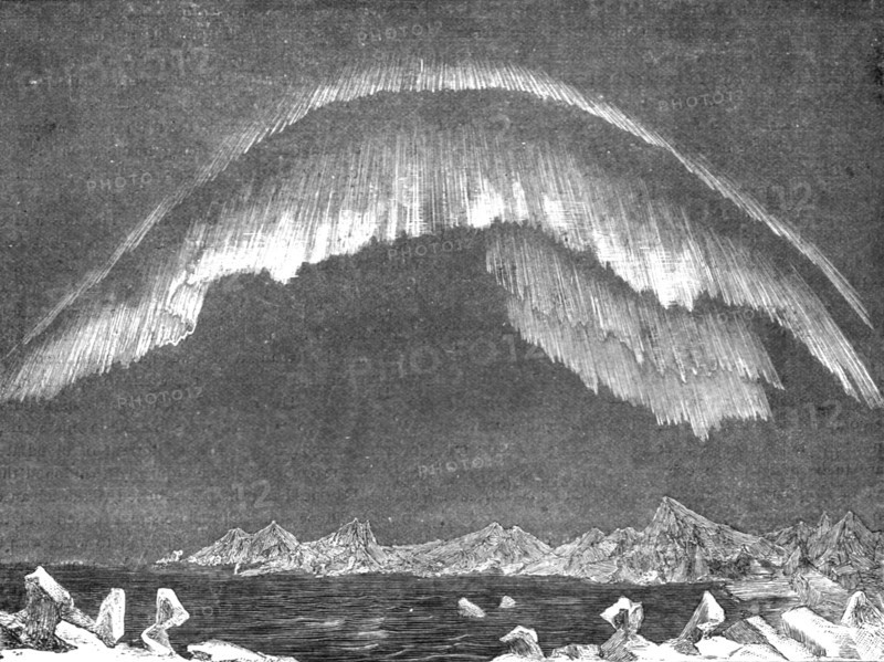 'Aurora in the Polar Basin; A day's sport in the Polar Sea', 1875. Creator: Unknown.