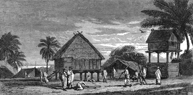'Madecasse Village; Recent Explorations in Madagascar', 1875. Creator: Alfred Grandidier.