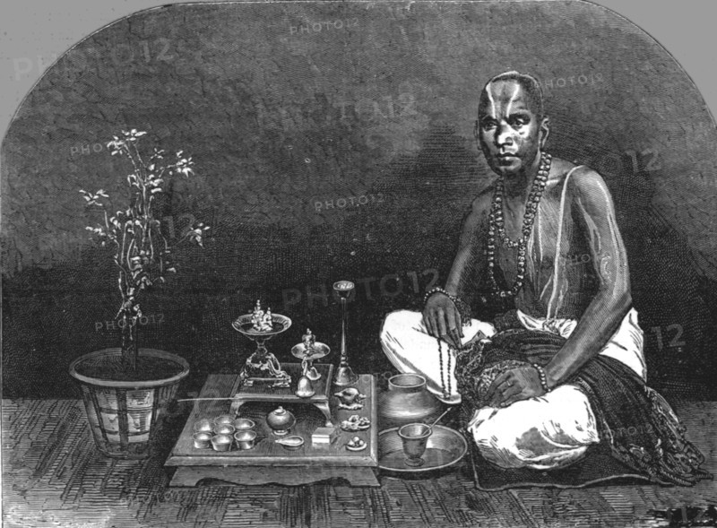 'Brahmin at Prayer; Bombay and the Malabar Coast', 1875. Creator: C. B. Low.