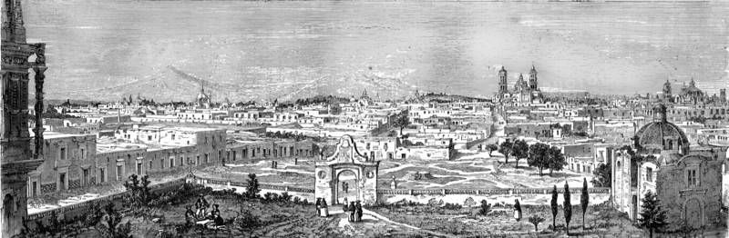 'Puebla de Los Angeles--From the West;  Across the Mexican Table-land. From Perote to Puebla', 1875. Creator: Unknown.