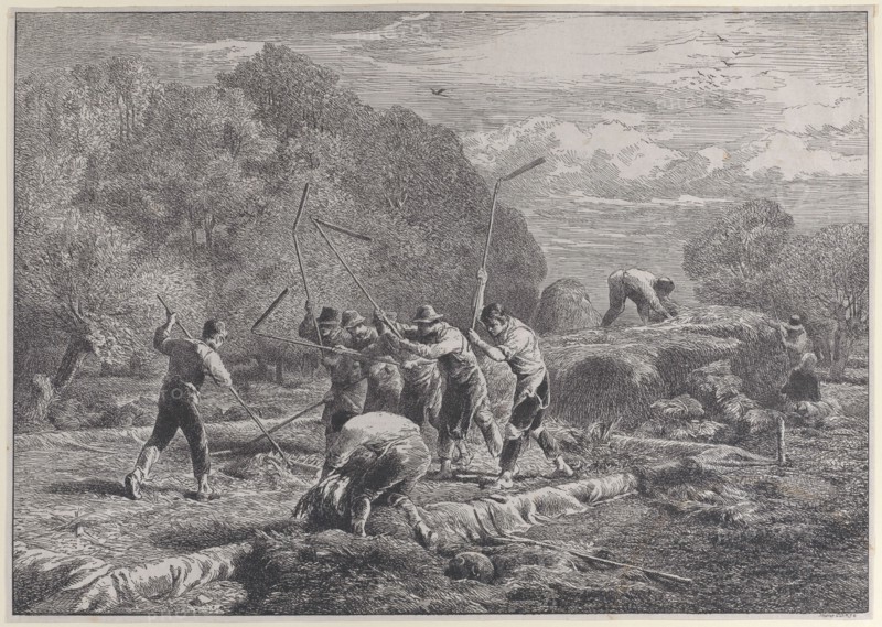 Men thrashing, 1800-1900.