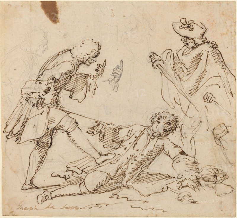 Three Men Fighting, c. 1700.