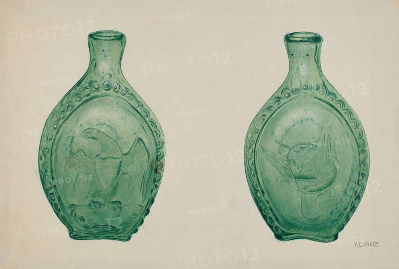 Green Glass Flask, c. 1940.