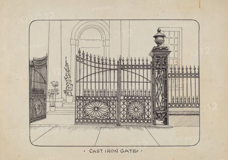 Iron Gate and Fence, c. 1936.