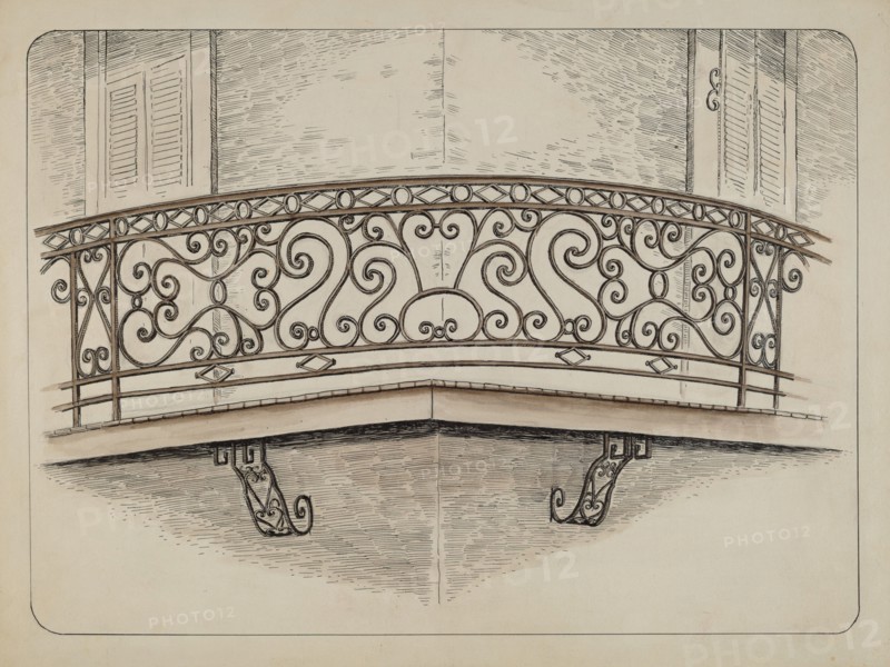 Wrought Iron Balcony, c. 1936.