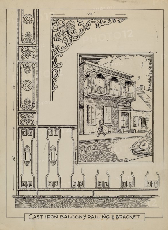 Iron Work on Balcony, c. 1936.