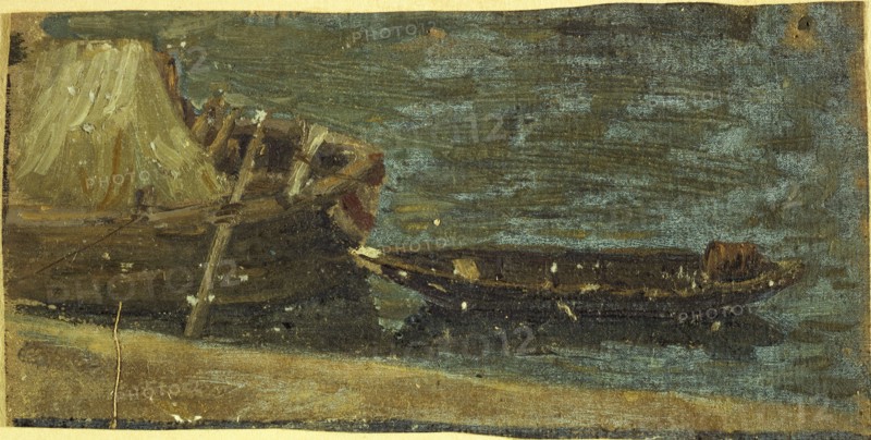 Moored boats, c1870.