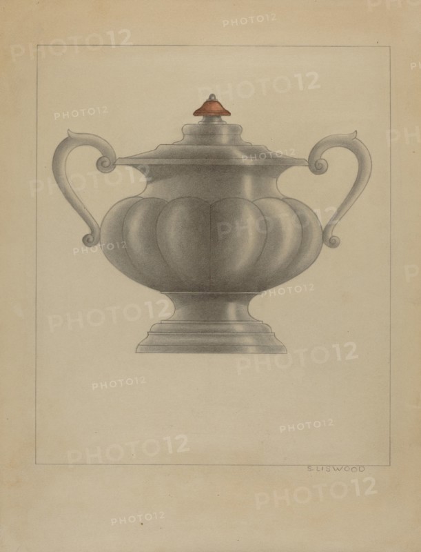 Pewter Sugar Bowl, c. 1936.