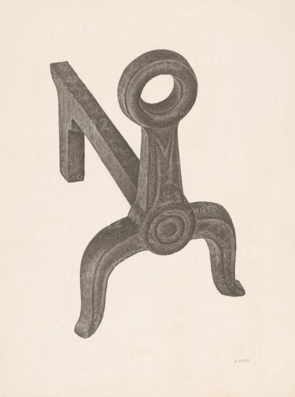 Andiron (one of pair), c. 1940.