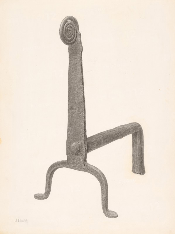 Andiron (one of pair), c. 1940.