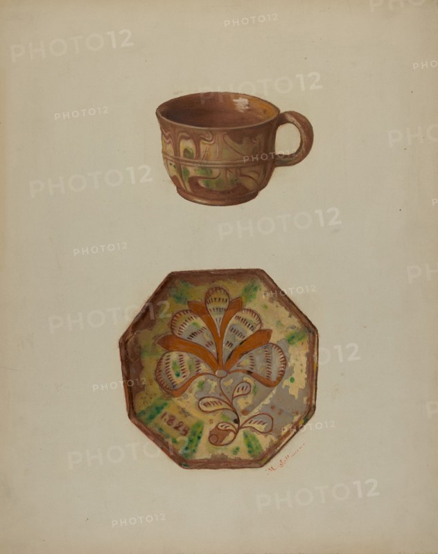 Pa. German Cup and Saucer, 1937.
