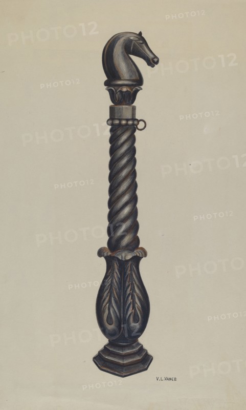 Cast Iron Hitching Post, c. 1941.