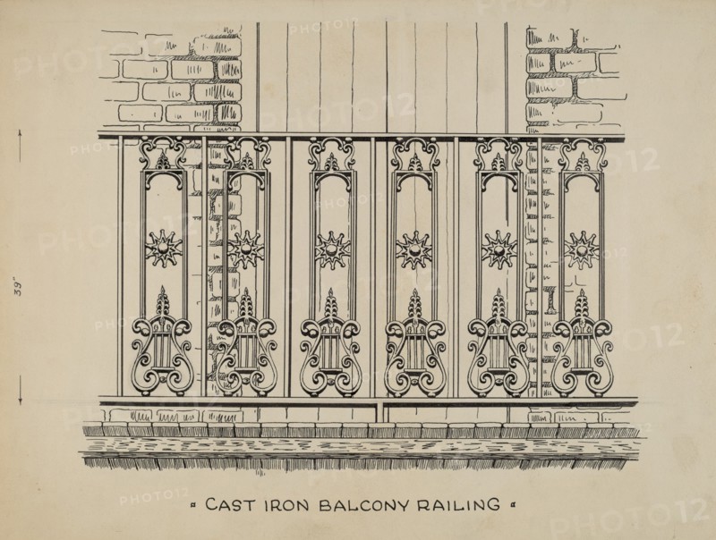 Cast Iron Balcony Railing, c. 1936.