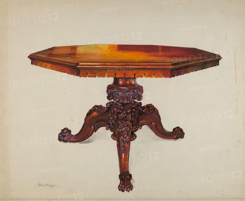 Carved Mahogany Table, 1937.