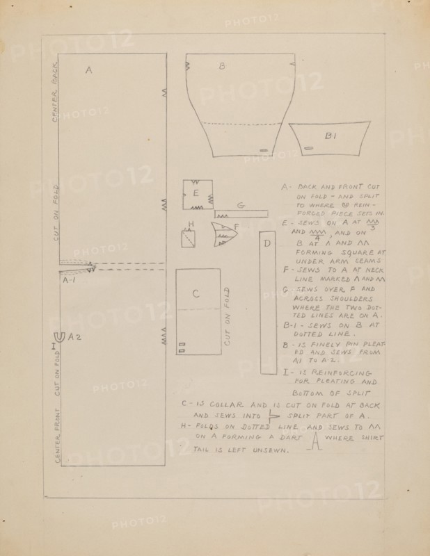 Pattern for Man's Shirt, c. 1936.