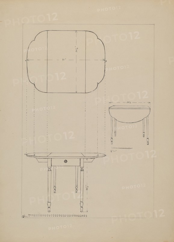 Oval Table Drop Leaf, 1935/1942.