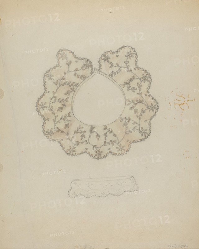 Embroidered Linen Collar, c. 1936.