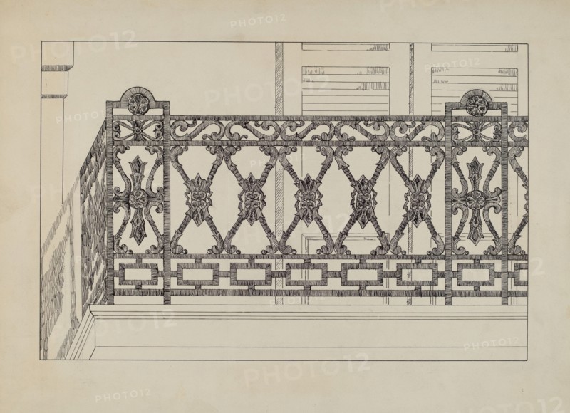 Cast Iron Balcony Railing, c. 1936.