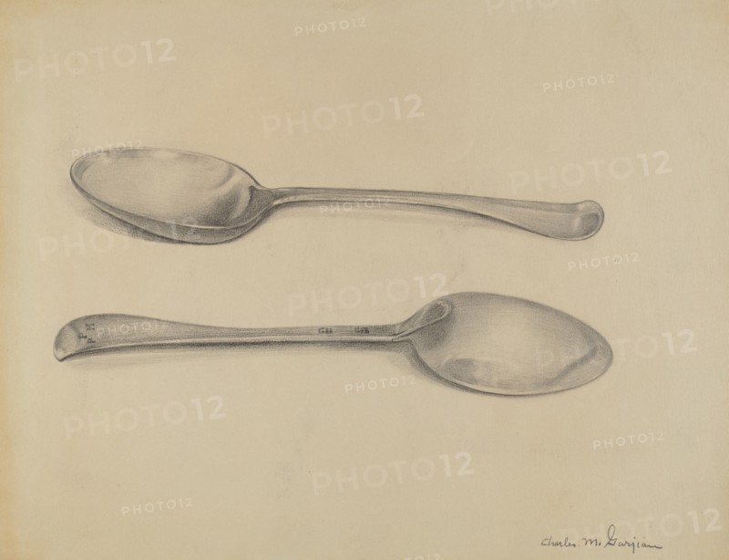 Two Silver Soup Spoons, c. 1936.