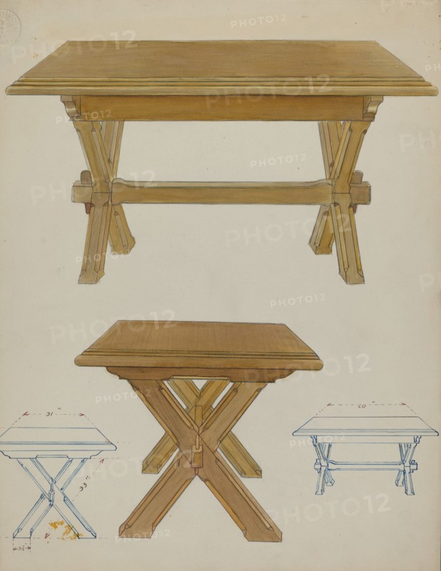 Pa. German Trestle Table, c. 1936.