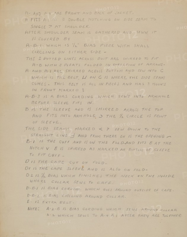 Description of a Girl's Dress, c. 1937.