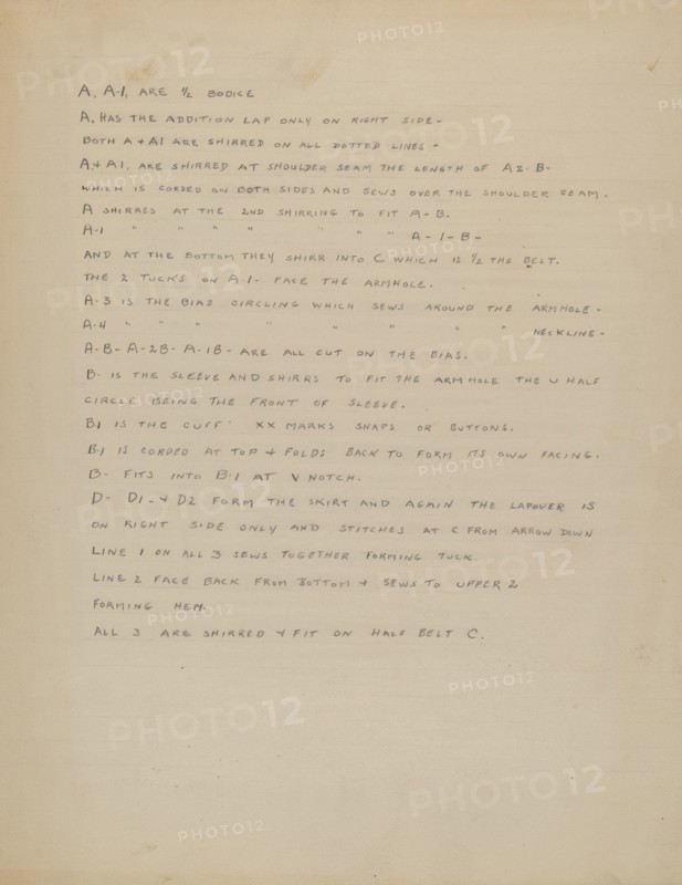Description of a Girl's Dress, c. 1937.