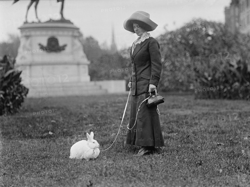Mrs. J.R. Band with Pet Rabbit, 1911.