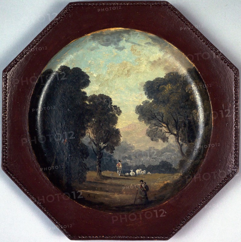 Paysage peint sur une assiette, c1794.
