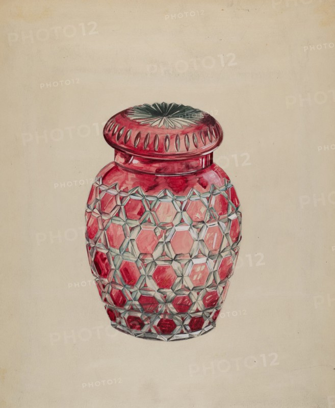 Ruby Case Glass Rose Jar, c. 1936.