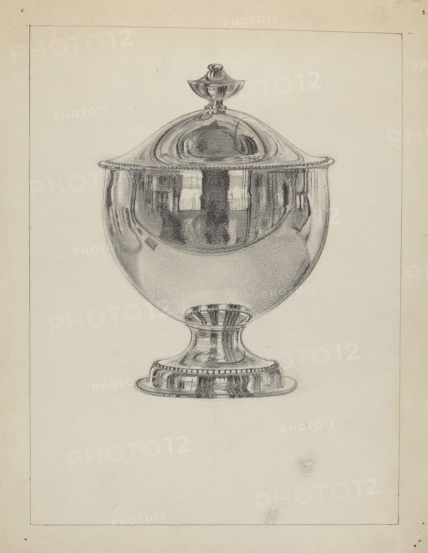 Silver Sugar Bowl with Cover, c. 1936.