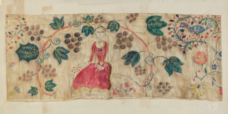Crewel Embroidered Valance, c. 1936.