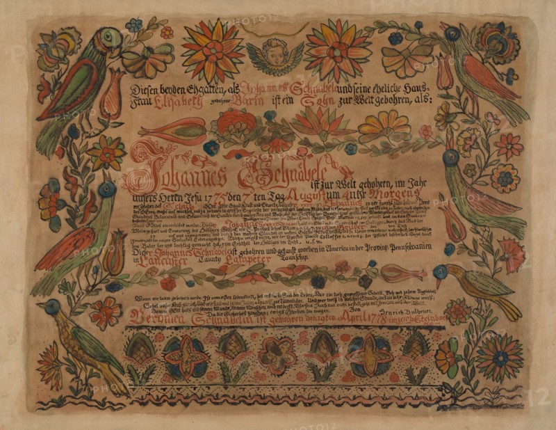 Pa. German Birth Certificate, c. 1936.