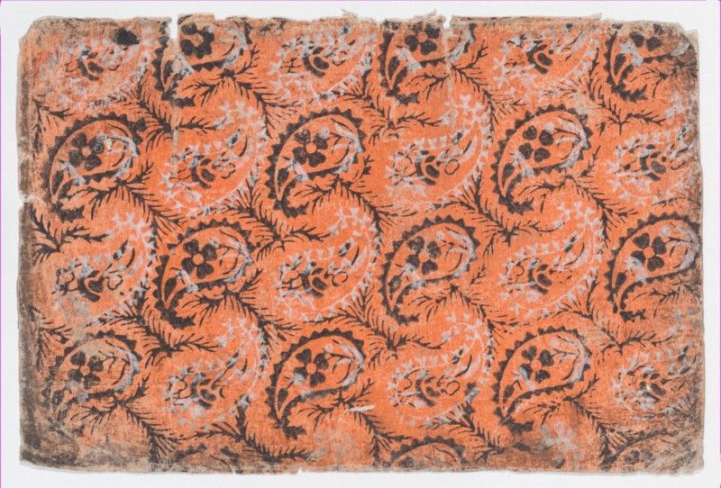 Sheet with overall paisley pattern, 19th century.