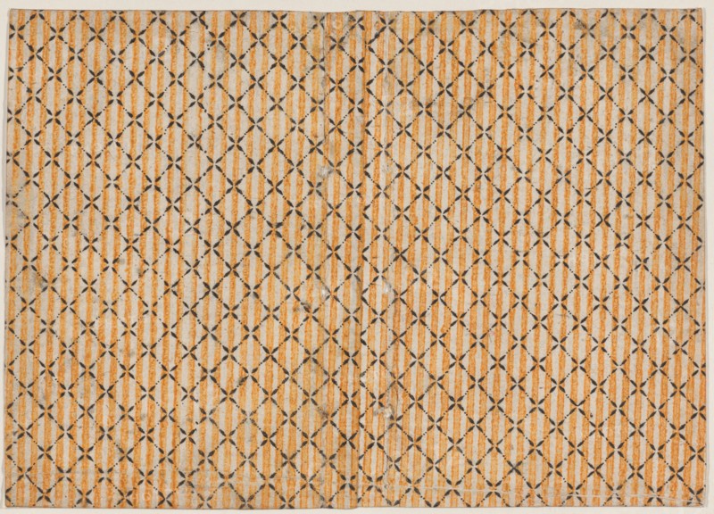 Sheet with stripe and grid pattern, 19th century.