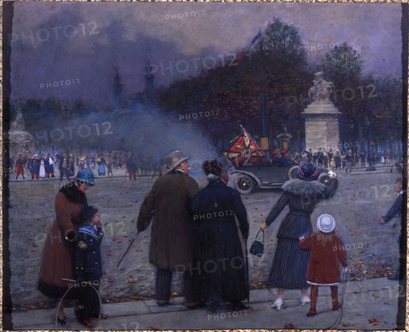 German flag carried to the Invalides, c1914.