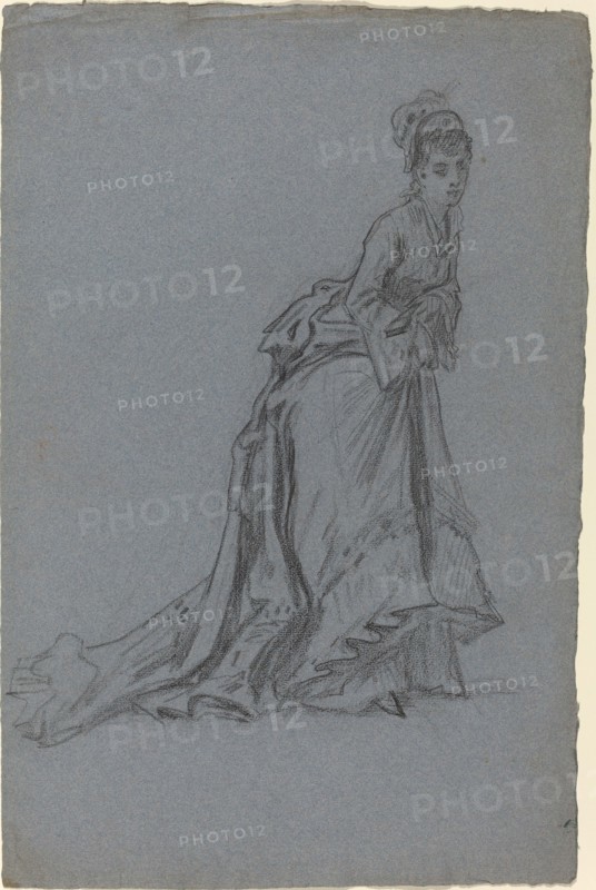 Fashionable Young Woman Stepping Forward, 1890s.