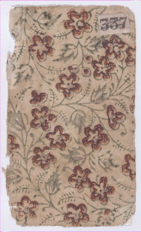 Sheet with an overall floral pattern, 19th century.